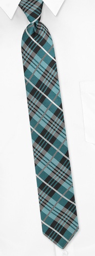 Bold Plaid Skinny Tie by Silk Rhino Neckwear -  Turquoise Polyester