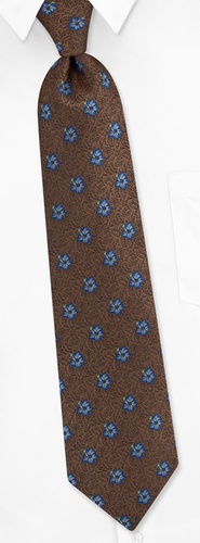 Plumeria Floral Tie by Silk Rhino Neckwear -  Brown Microfiber