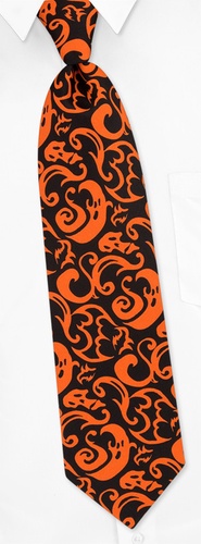 Printed Ghost Scroll Tie by The American Necktie Co -  Black Microfiber