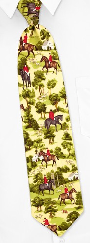 Fox Hunting Tie by Alynn Novelty -  Yellow Silk