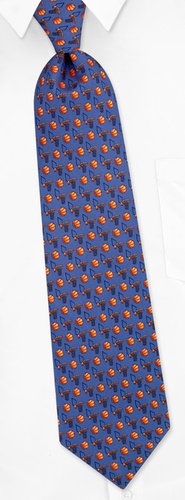 Basketball & Hoops Tie by Alynn Novelty -  Blue Silk