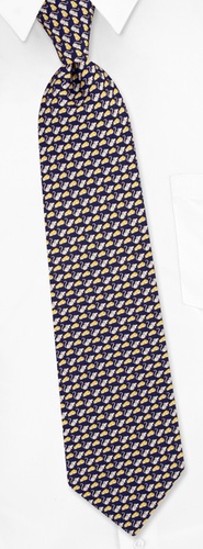 Mouse & Cheese Tie by Alynn Novelty -  Navy blue Silk