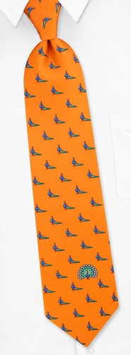 Proud As A Peacock Tie by Alynn Novelty - Orange Silk Proud As A Peacock Tie by Alynn Novelty - Orange Silk