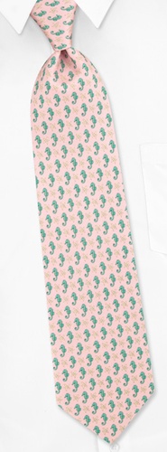 Seahorses & Starfish Tie by Alynn Novelty -  Pink Silk