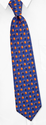 Basketball & Hoops Boys Tie by Alynn Novelty -  Blue Silk