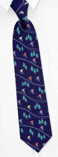 Hitting the Slopes Boys Tie by Alynn Novelty - Navy blue Silk Hitting the Slopes Boys Tie by Alynn Novelty - Navy blue Silk