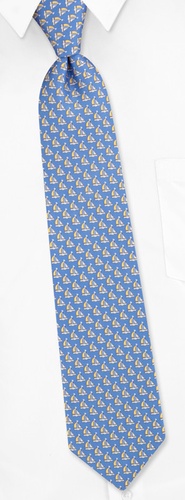 Micro Sailboat Boys Tie by Alynn Novelty - Blue Silk Micro Sailboat Boys Tie by Alynn Novelty - Blue Silk
