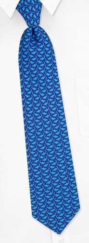 Micro Sharks Boys Tie by Alynn Novelty -  Blue Silk