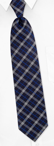 Aberdeen Plaid Tie by Silk Rhino Neckwear -  Navy blue Microfiber
