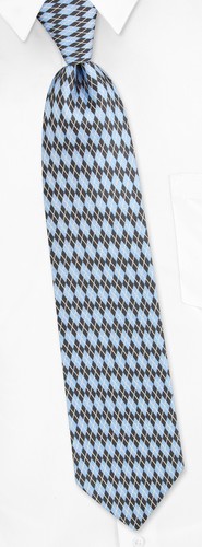 Montrose Argyle Tie by Silk Rhino Neckwear -  Light blue Microfiber