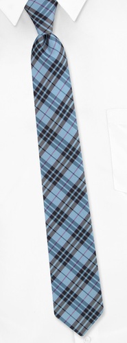 Perth Plaid Skinny Tie by Silk Rhino Neckwear -  Light blue Microfiber