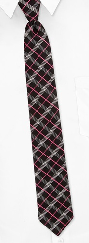 Aberdeen Plaid Skinny Tie by Silk Rhino Neckwear -  Black Microfiber