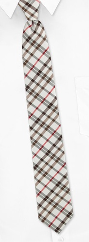Denny Plaid Skinny Tie by Silk Rhino Neckwear - White Microfiber Denny Plaid Skinny Tie by Silk Rhino Neckwear - White Microfiber