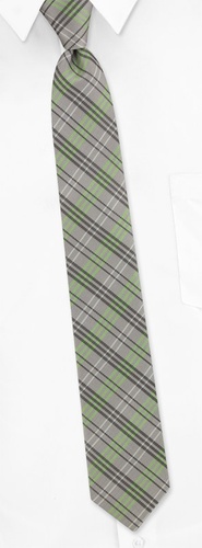 Stonehaven Plaid Skinny Tie by Silk Rhino Neckwear -  Silver Microfiber