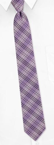 Stonehaven Plaid Skinny Tie by Silk Rhino Neckwear -  Lavender Microfiber