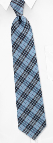 Perth Plaid Extra Long Tie by Silk Rhino Neckwear -  Light blue Microfiber