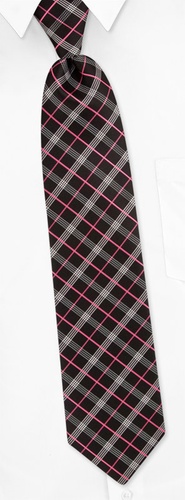 Aberdeen Plaid Extra Long Tie by Silk Rhino Neckwear - Black Microfiber Aberdeen Plaid Extra Long Tie by Silk Rhino Neckwear - Black Microfiber