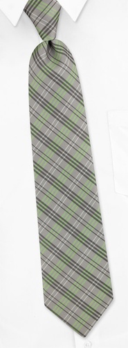 Stonehaven Plaid Extra Long Tie by Silk Rhino Neckwear -  Silver Microfiber