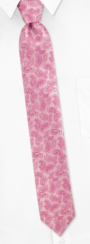 Strand Paisley Skinny Tie by Silk Rhino Neckwear - Pink Microfiber Strand Paisley Skinny Tie by Silk Rhino Neckwear - Pink Microfiber