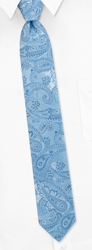 Chelsea Paisley Skinny Tie by Silk Rhino Neckwear -  Blue Microfiber