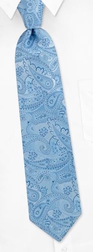 Chelsea Paisley Extra Long Tie by Silk Rhino Neckwear -  Blue Microfiber
