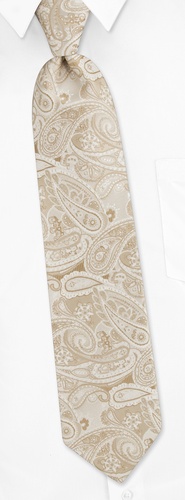 Chelsea Paisley Tie by Silk Rhino Neckwear - Beige Microfiber Chelsea Paisley Tie by Silk Rhino Neckwear - Beige Microfiber