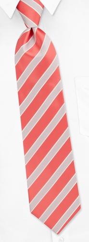 Jefferson Stripe Tie by Silk Rhino Neckwear -  Coral Microfiber