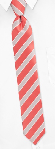 Jefferson Stripe Skinny Tie by Silk Rhino Neckwear - Coral Microfiber Jefferson Stripe Skinny Tie by Silk Rhino Neckwear - Coral Microfiber