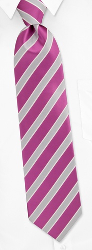 Jefferson Stripe Extra Long Tie by Silk Rhino Neckwear -  Magenta Microfiber