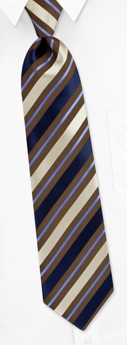 Murray Stripe Extra Long Tie by Silk Rhino Neckwear -  Brown Microfiber