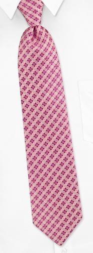 Trinity Plaid Extra Long Tie by Silk Rhino Neckwear -  Pink Microfiber