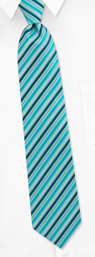 Hudson Stripe Tie by Silk Rhino Neckwear -  Turquoise Microfiber
