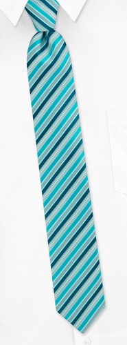 Hudson Stripe Skinny Tie by Silk Rhino Neckwear -  Turquoise Microfiber
