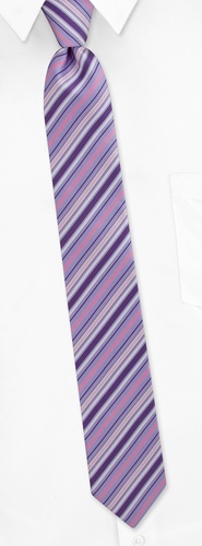 Madison Stripe Skinny Tie by Silk Rhino Neckwear -  Purple Microfiber