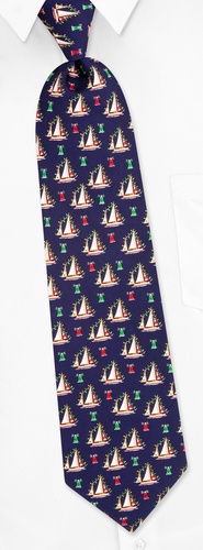 Marina Lights Tie by Eric Holch for Alynn Neckwear -  Navy blue Silk