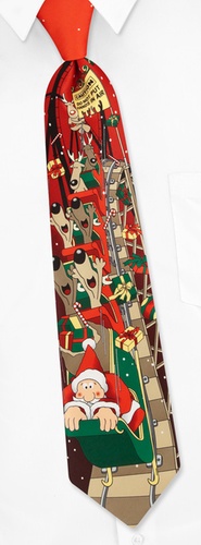 Roller Coaster Santa Tie by Noel - Multicolor Polyester Roller Coaster Santa Tie by Noel - Multicolor Polyester
