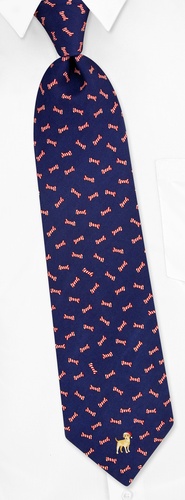 My Dog Loves Christmas Tie by Alynn Novelty -  Navy blue Silk