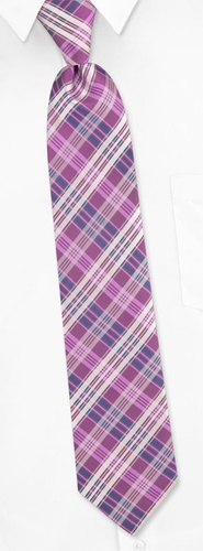 Schoolboy Plaid Tie by Calvin Klein -  Purple Silk