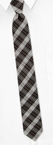 Mixed Media Plaid Skinny Tie by Calvin Klein -  Black Silk