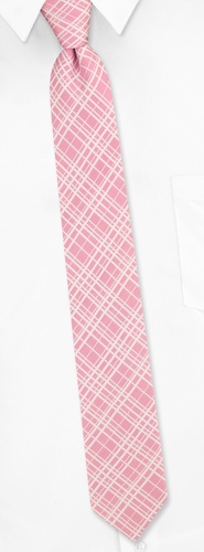 Napoli Plaid Skinny Tie by Principessa Regale -  Pink Silk