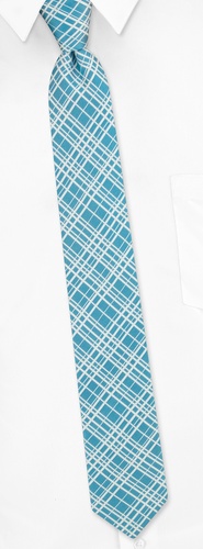Napoli Plaid Skinny Tie by Principessa Regale -  Ocean blue Silk