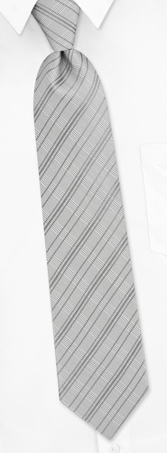 Roma Plaid Tie by Principessa Regale -  Silver Silk