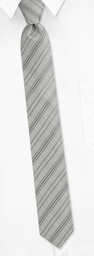 Roma Plaid Skinny Tie by Principessa Regale -  Silver Silk