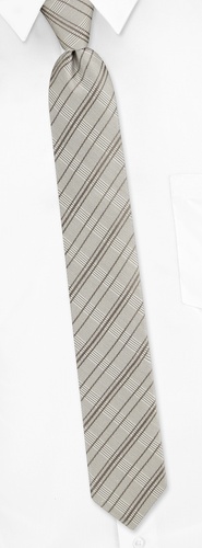 Roma Plaid Skinny Tie by Principessa Regale -  Tan/taupe Silk