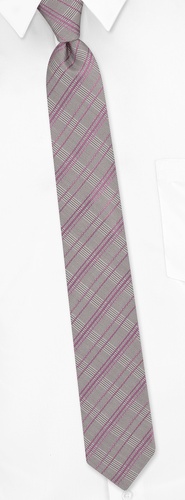 Roma Plaid Skinny Tie by Principessa Regale -  Mauve Silk