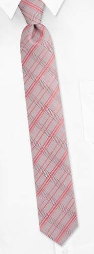 Roma Plaid Skinny Tie by Principessa Regale - Salmon Silk Roma Plaid Skinny Tie by Principessa Regale - Salmon Silk