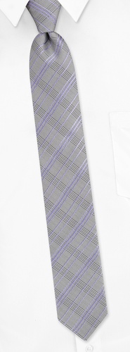 Roma Plaid Skinny Tie by Principessa Regale -  Lavender Silk
