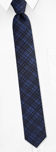 Napoli Plaid Skinny Tie by Principessa Regale -  Navy blue Silk