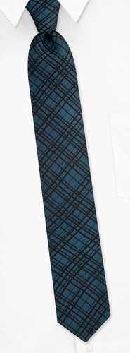 Napoli Plaid Skinny Tie by Principessa Regale - Mallard blue Silk Napoli Plaid Skinny Tie by Principessa Regale - Mallard blue Silk