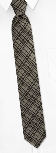 Napoli Plaid Skinny Tie by Principessa Regale - Dark silver Silk Napoli Plaid Skinny Tie by Principessa Regale - Dark silver Silk